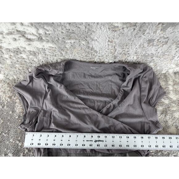 Garnet Hill Size XL Stretch Silk Tie Front Knee Length Wrap Dress Gray V Neck - Picture 5 of 10